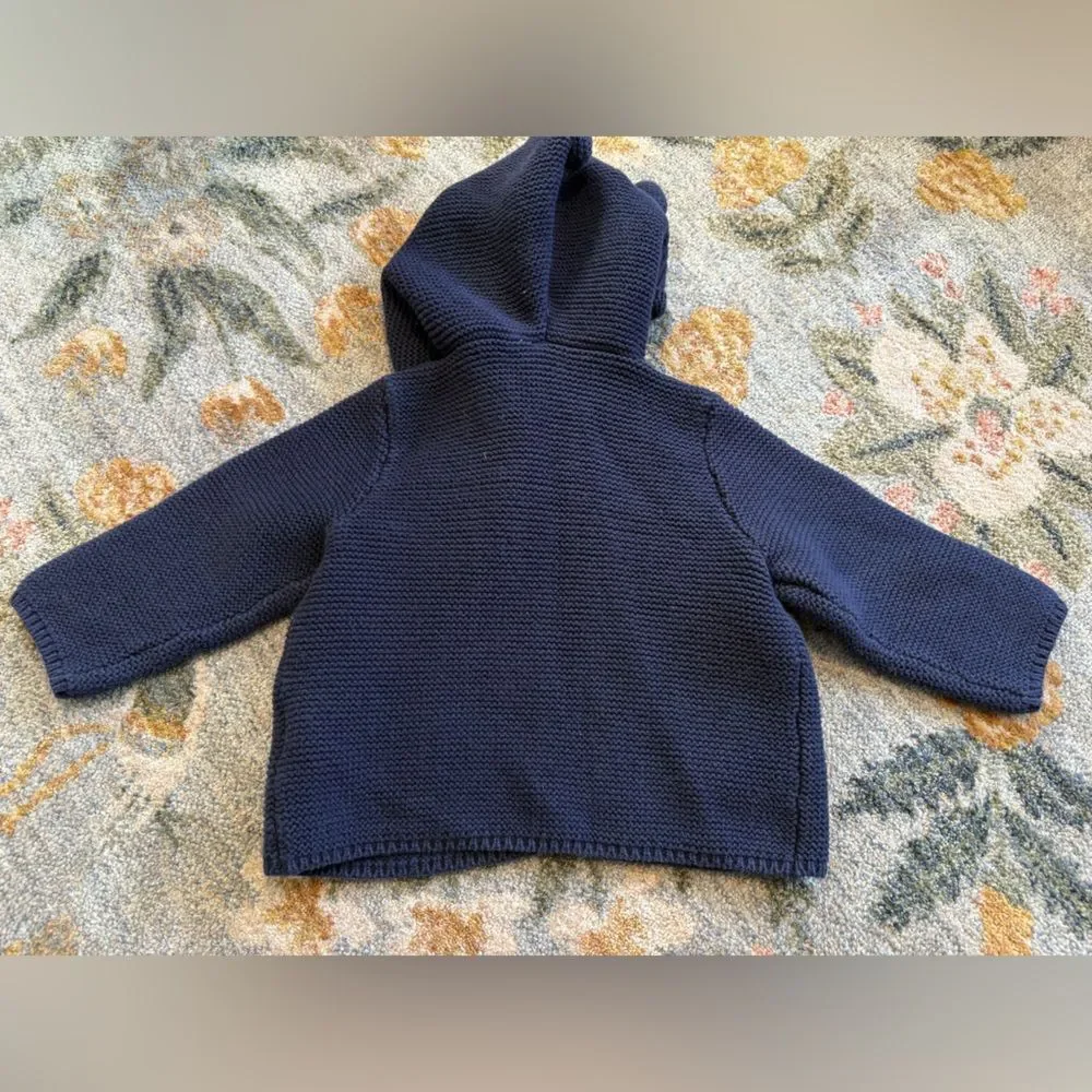 Baby Gap Chunk Knit Hooded Jacket 18 months navy